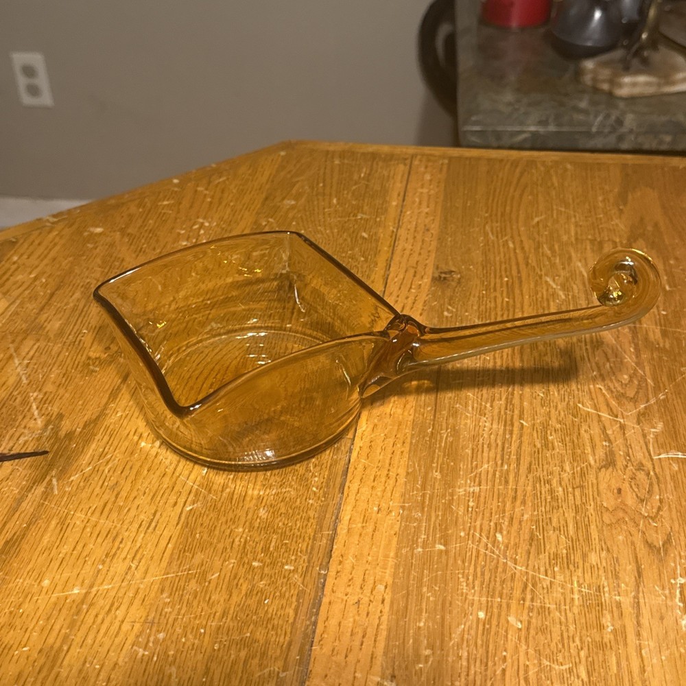 Vintage Hand-Blown Amber Diamond Glass Cookware for Kitchen Decor  