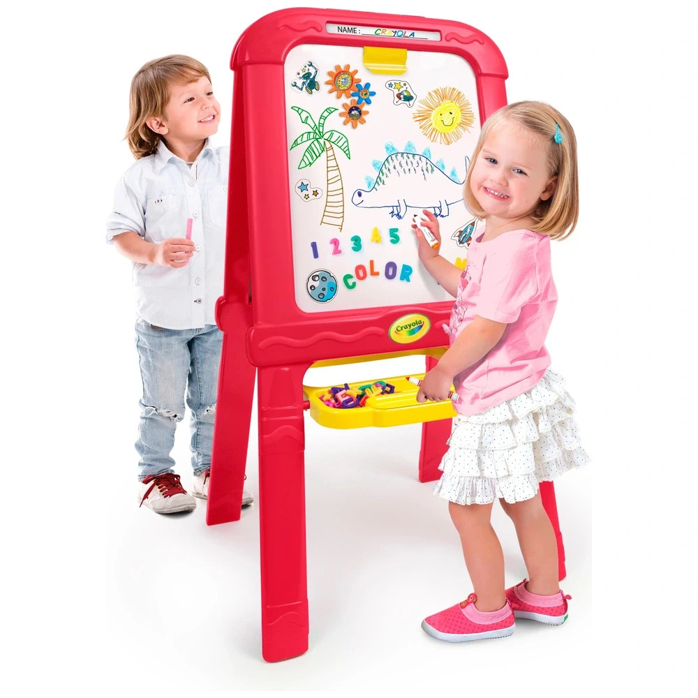 Crayola Easel 2 In 1 Chalkboard & Magnetic Whiteboard 85+ Piece Set 2 Sided Ease