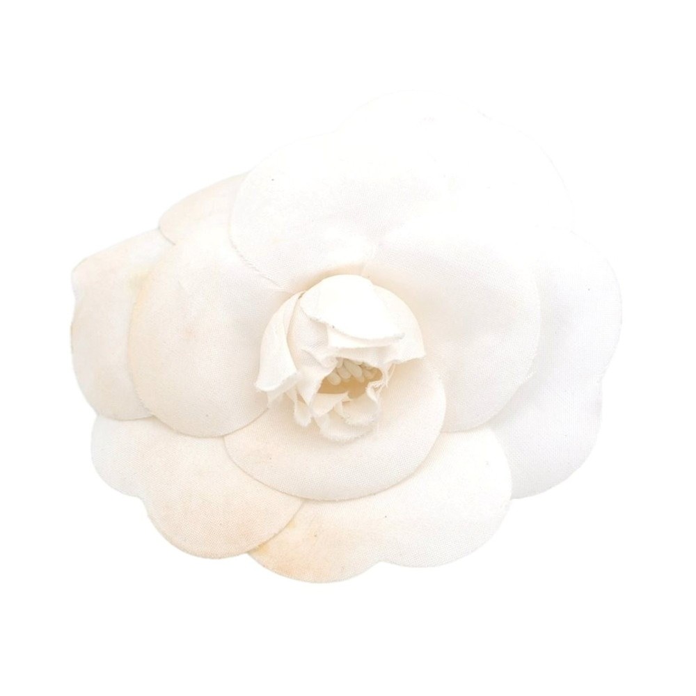 Authentic CHANEL Camellia Brooch Plastic White AB024