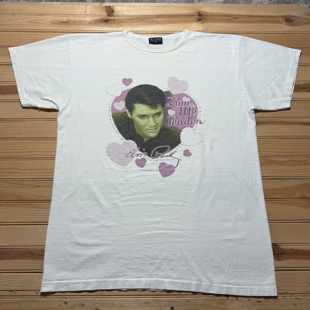 Vintage Elvis Presley Love Me Tender Hearts Single Stitch T-Shirt USA Made - XL