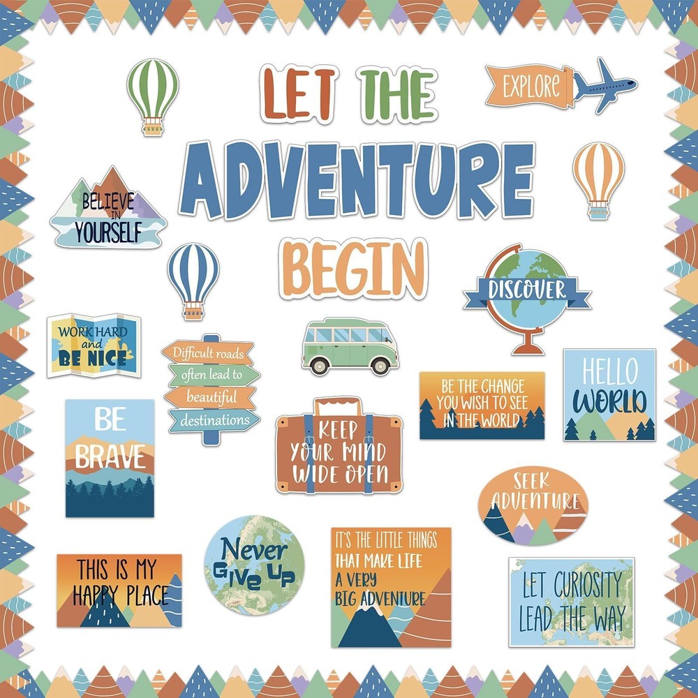 Let The Adventure Begin Motivational Bulletin Board Set for Classroom Decorat...