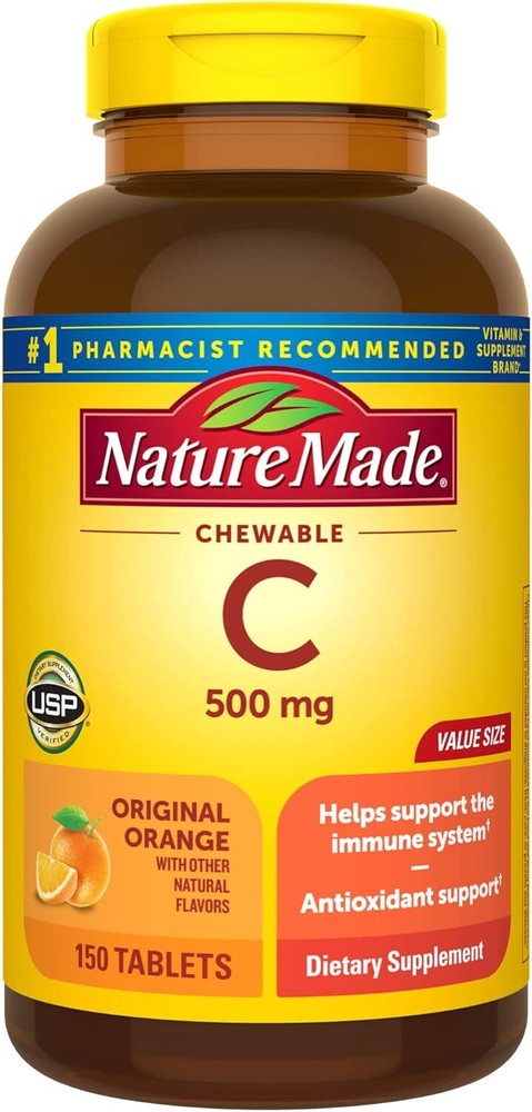 Nature Made Chewable Vitamin C 500 mg, Dietary Supplement for Immune Support, 15