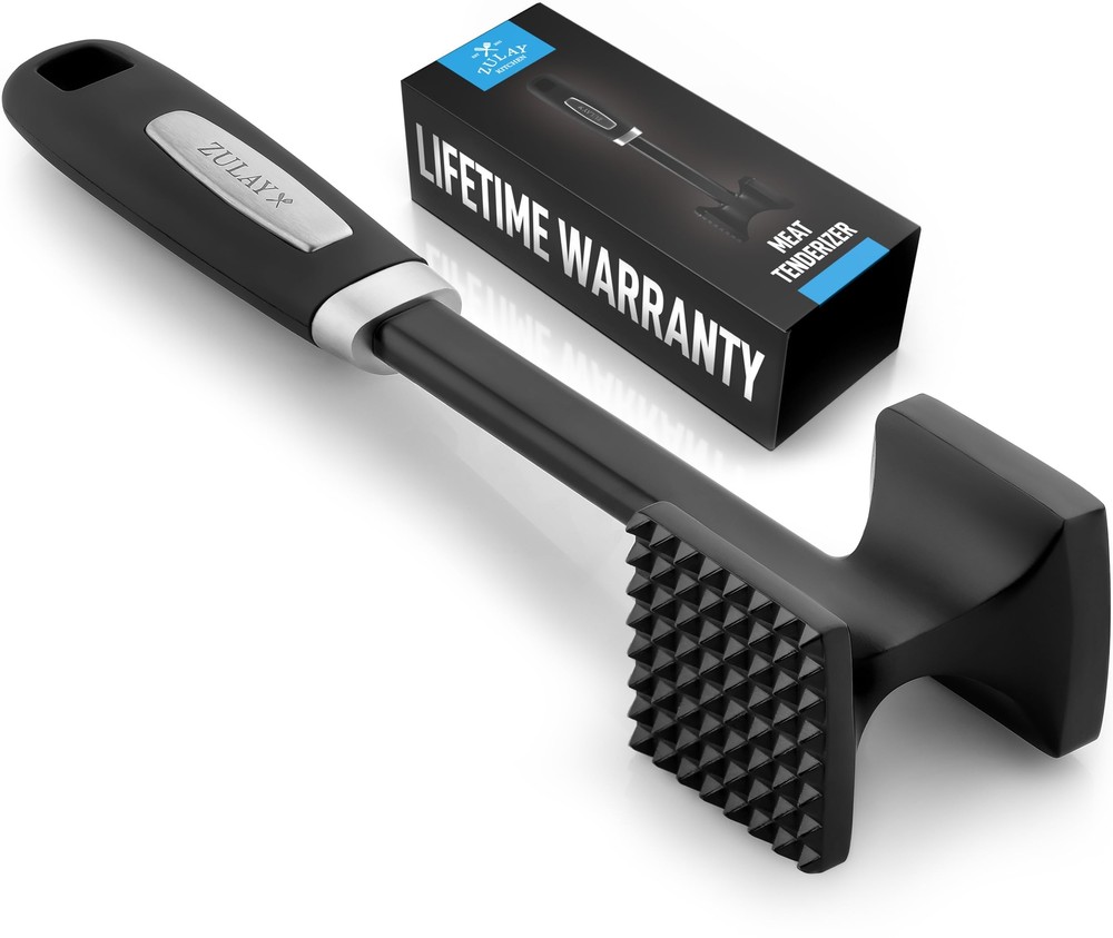 Zulay 10-Inch Dual-Sided Meat Tenderizer Hammer in Elegant Black