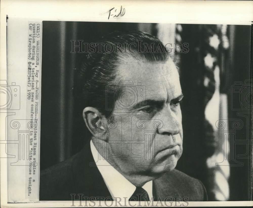 1970 Press Photo President Nixon at news conference in White House, Washington