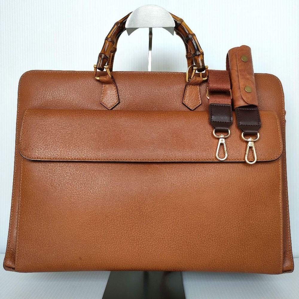 GUCCI Leather Brown 2Way Tote Bag Authentic G06243465 Stylish & Spacious