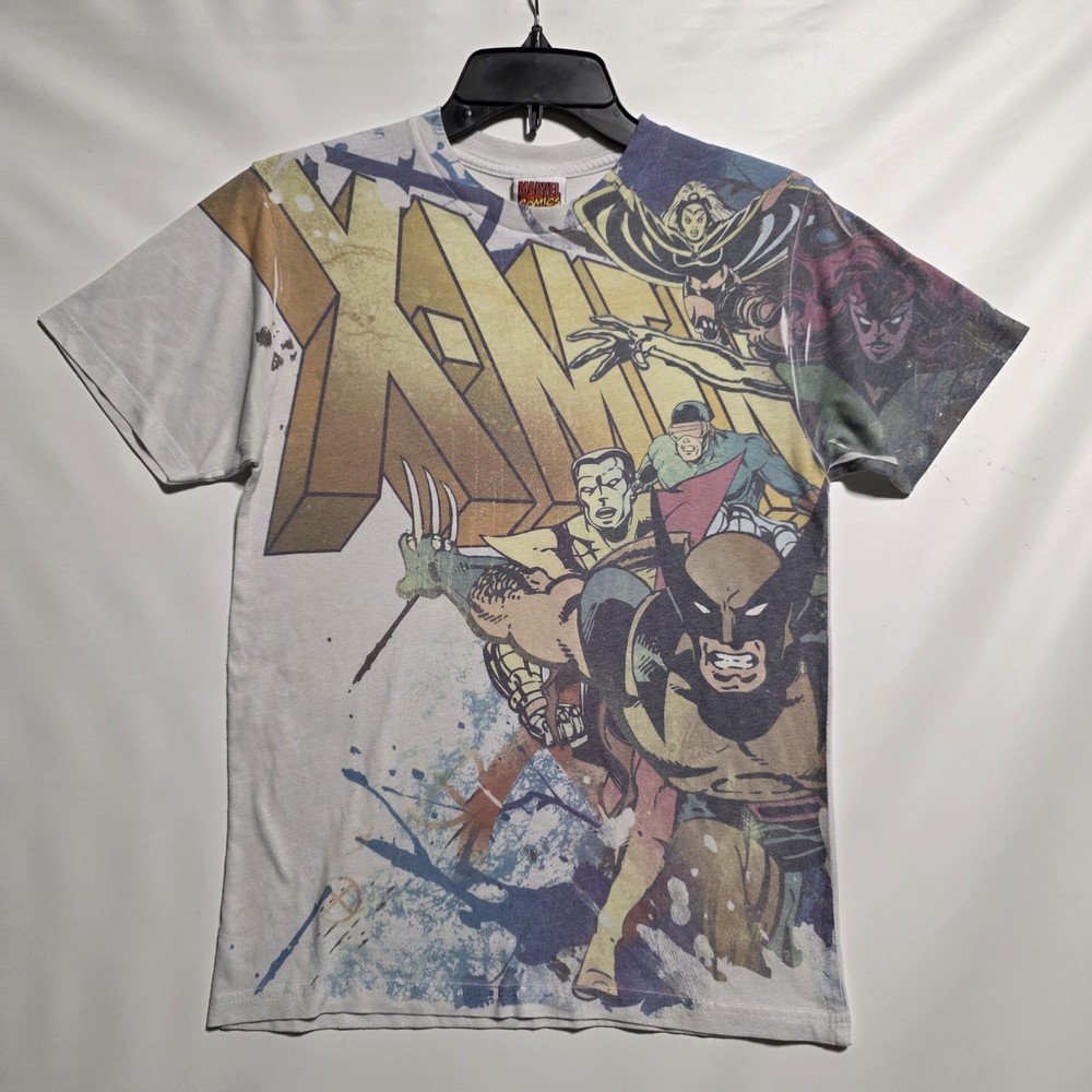 Marvel X-Men Rare Graphic Shirt Small Rare AOP Superhero Wolverine Y2K Cartoon