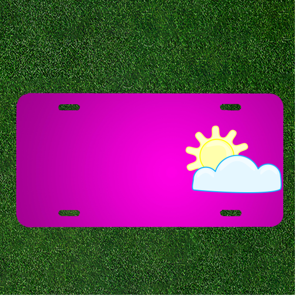 Custom Personalized Car License Plate With Add Names To Sun Cloud Sunlight