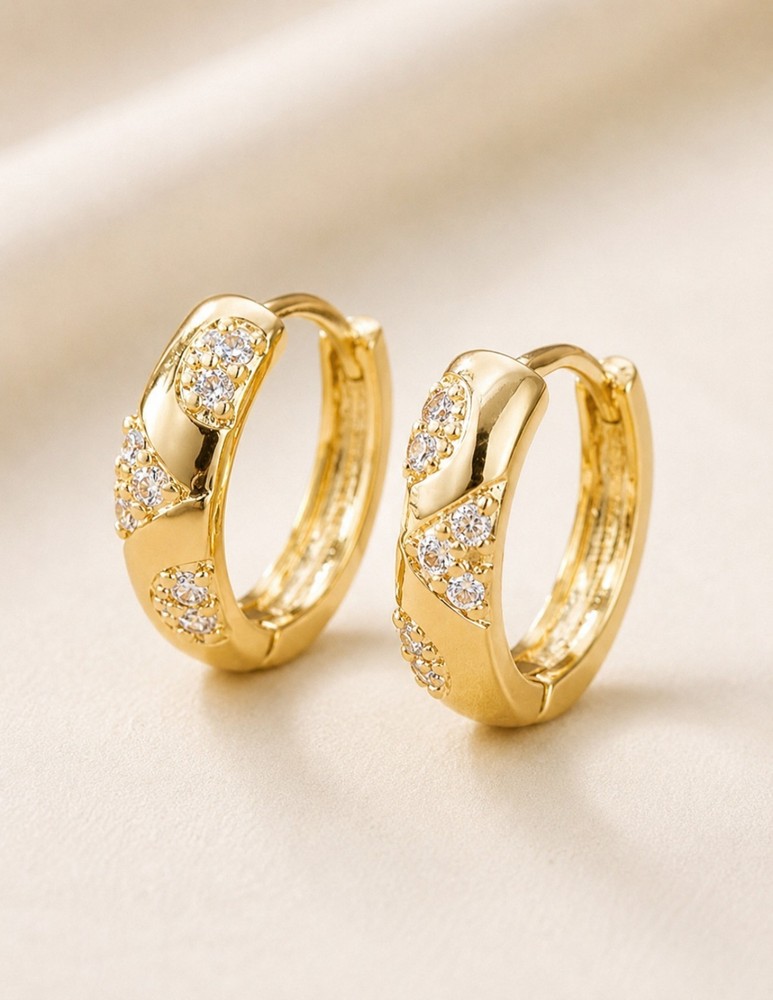 18K Gold Plated CZ Huggie Hoop Earrings Dainty Small Hoop Earrings Gift