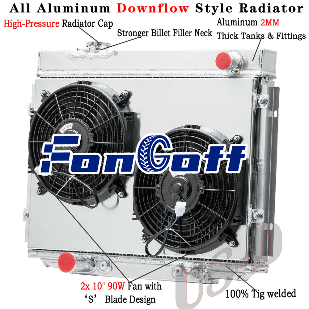 4 Row Radiator Shroud Fan For 1968-1970 Ford Fairlane Mustang Ranchero Mercury