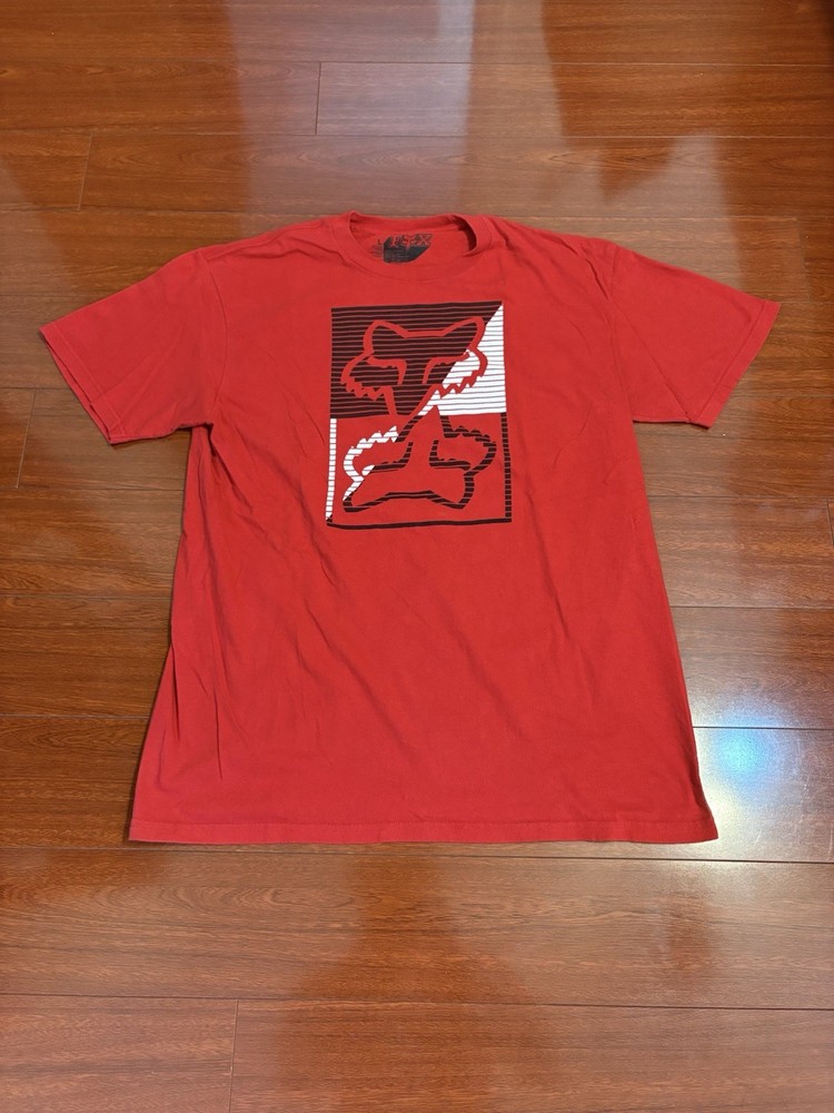 Men’s Y2K Fox Racing Graphic Short Sleeve Red Size Large