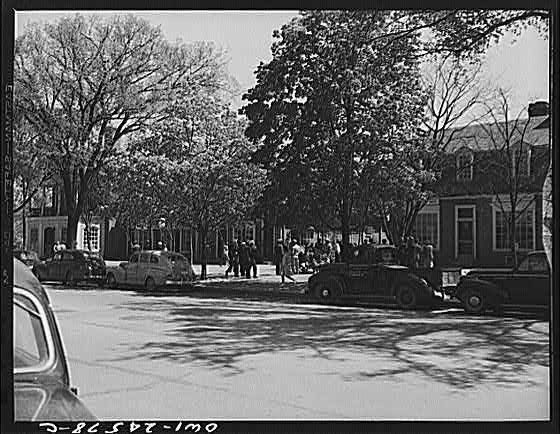 Photo:Unknown Location 1930s Street Scene Cars Trees People