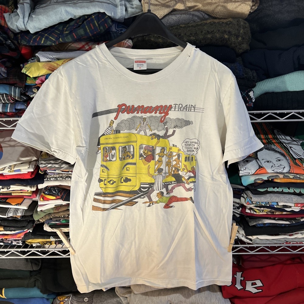 Supreme Limonius Punany Train SS17 Pale Yellow Size Medium Distressed