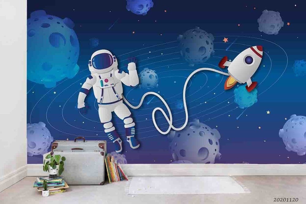 3D Space Astronaut Planet Illustration Wall Murals Wallpaper Murals Wall Sticker