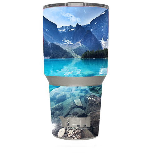 Skin Decal (6-piece kit) for Yeti 30 oz Rambler Tumbler Cup / Mountain lake, cl