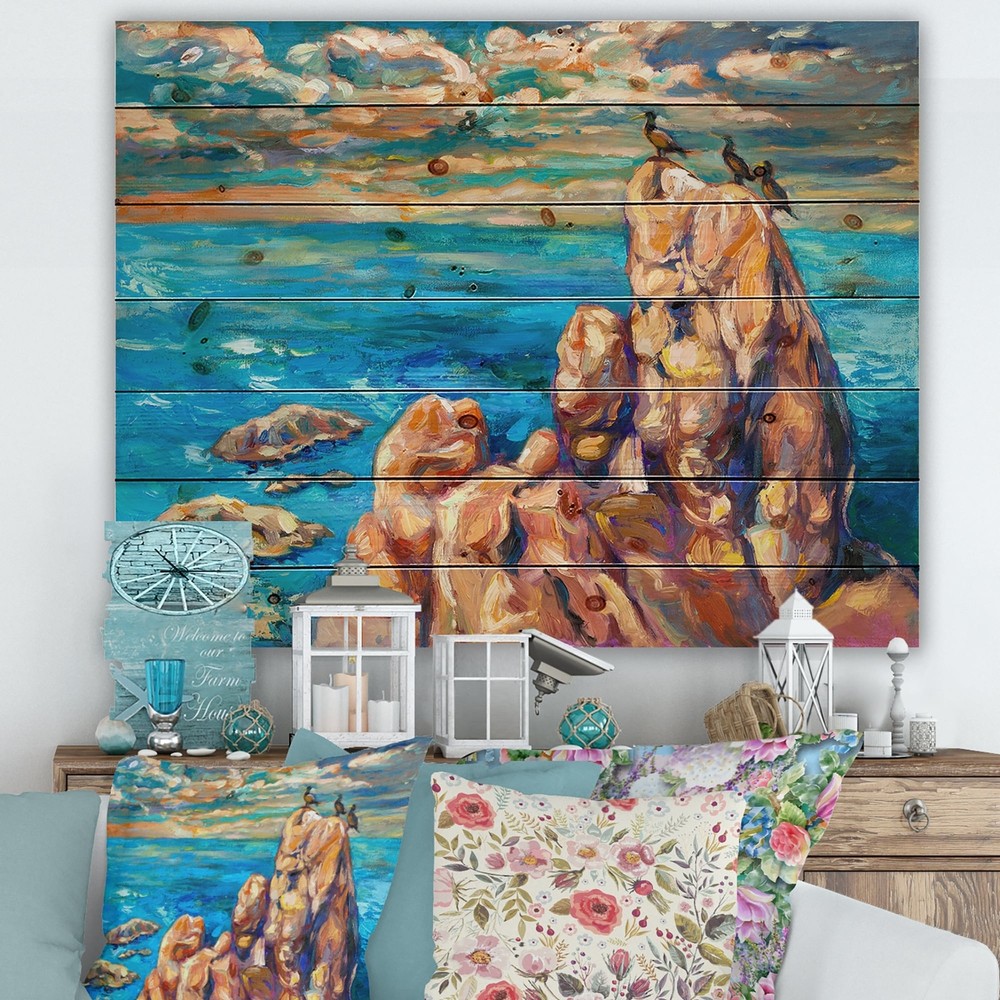 Designart 'Cliffs By The Blue Ocean I' Nautical & Coastal