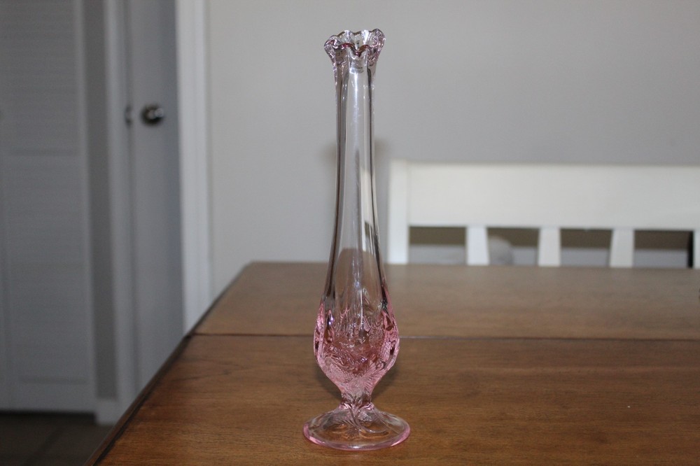 Fenton Art Glass Pink Swung Stretched Inverted Strawberry 10 1/4