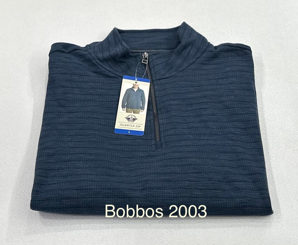 Dockers Men's Quarter Zip Regular Fit Textured Fabric Pullover, Blue, Size L