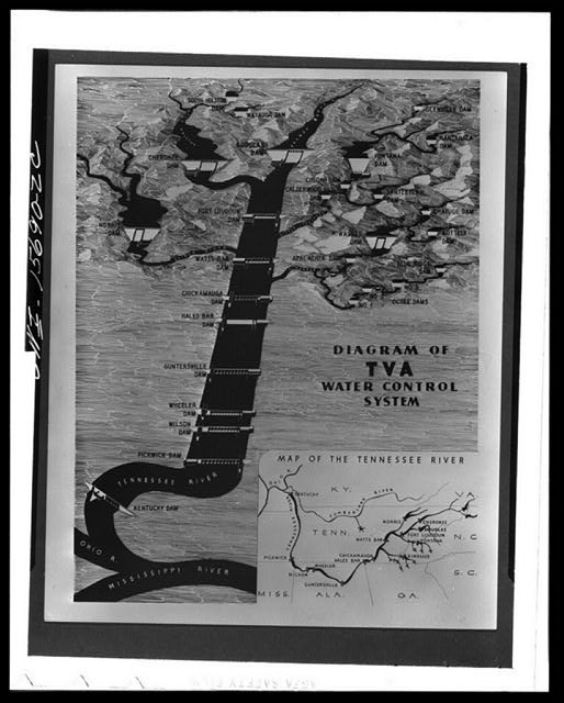 Photo:Tennessee Valley Authority TVA Water Control System Map 1940s