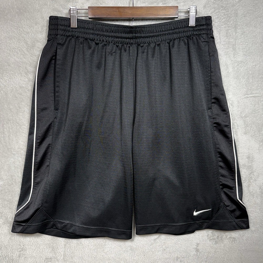 Nike Dri-FIT Men’s Black Athletic Basketball Shorts Size Large White Trim