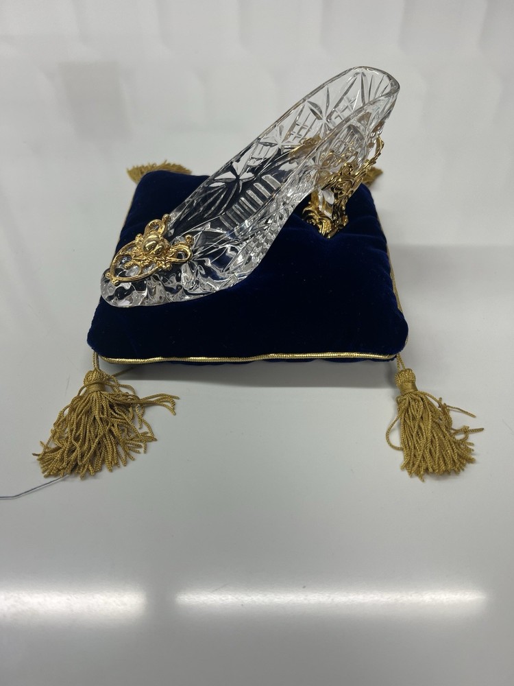Franklin Mint Cinderella Crystal Glass Slipper/Shoe 24K Gold Plated Figurine