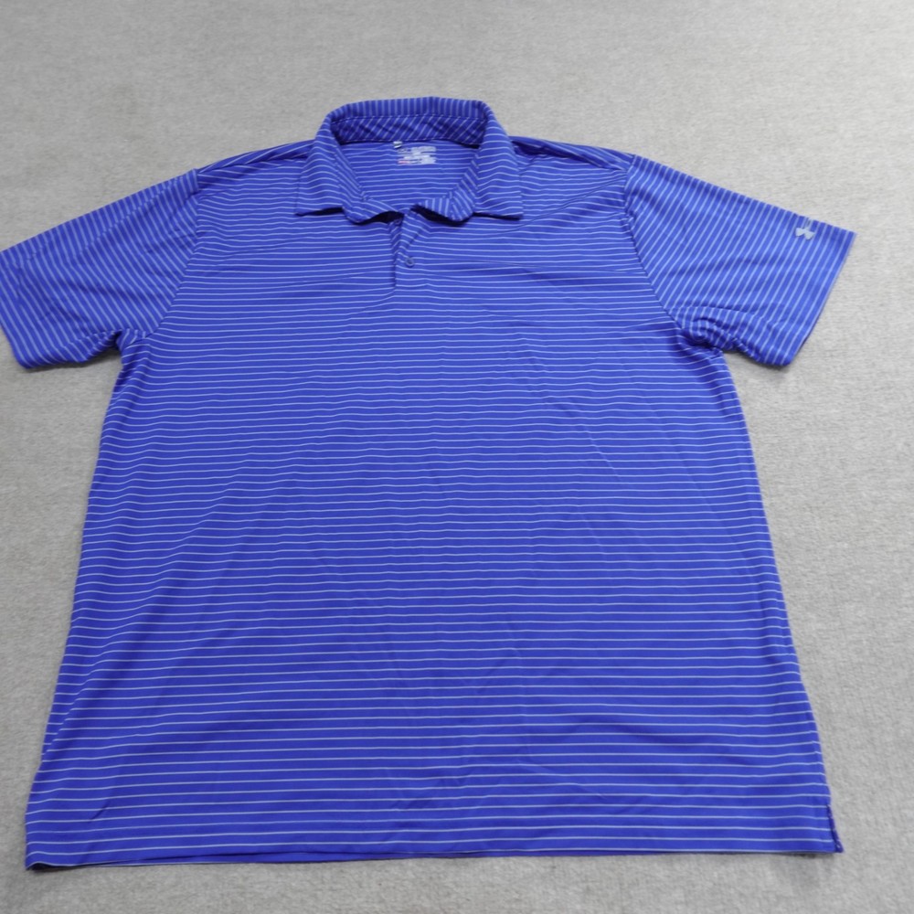 Under Armour Polo Shirt 2XL Blue Striped