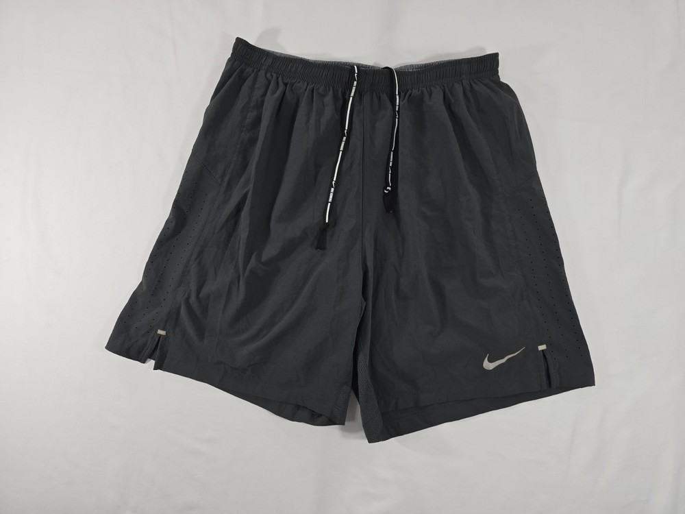Nike Dri-Fit 2-In-1 Gray Running Shorts Lined Pro Compression Vent Mens Med BQ