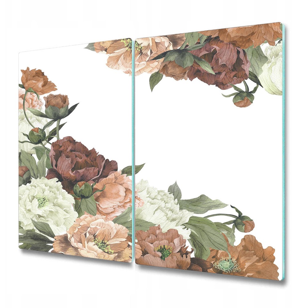 Glass Chopping Board Vintage Peonies Painted Bright Botanical Artwork 2x30x52