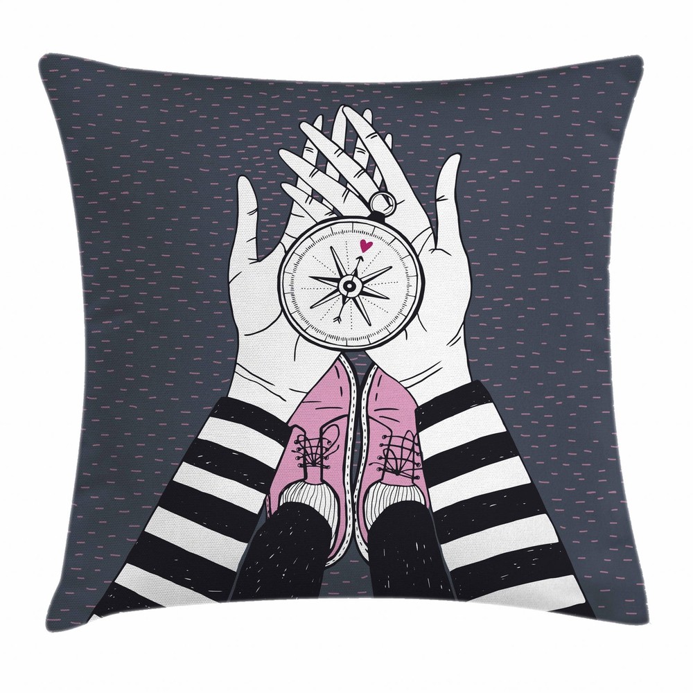 Nautical Compass Throw Pillow Cases Cushion Covers Ambesonne Home Decor 8 Sizes