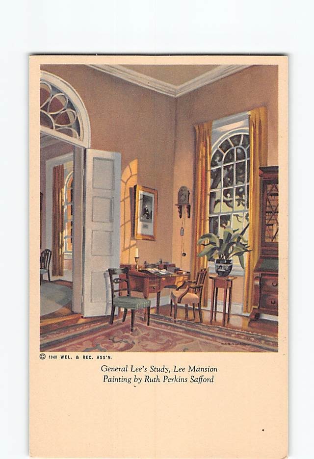 Postcard General Lee's Study Lee Manion Painting by Ruth Perkins Safford