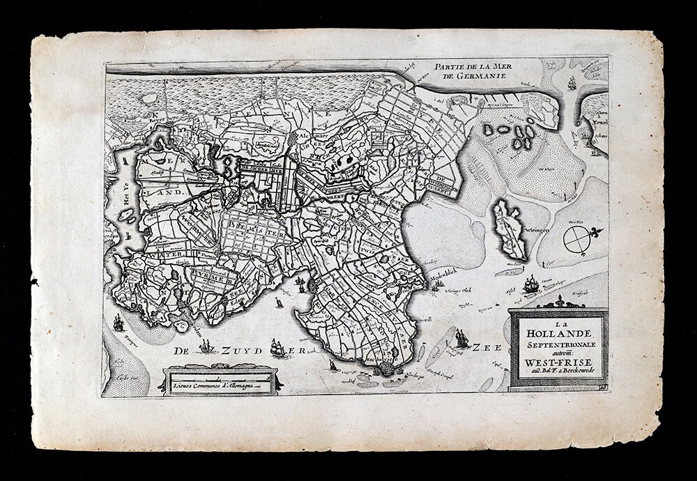1696 J. Colom Map Holland Septentrionale Netherlands Hoorn Enkhuizen Medenblick
