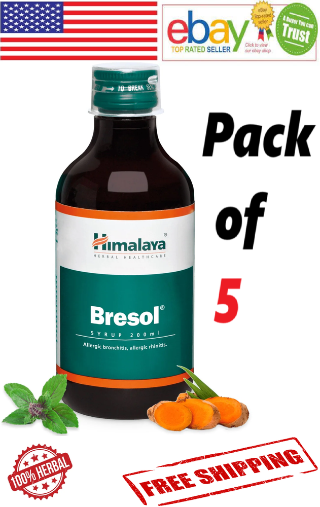 5x Himalaya Bresol Syrup For Breathing Wellness 200ml. Each (FREE SHIP)