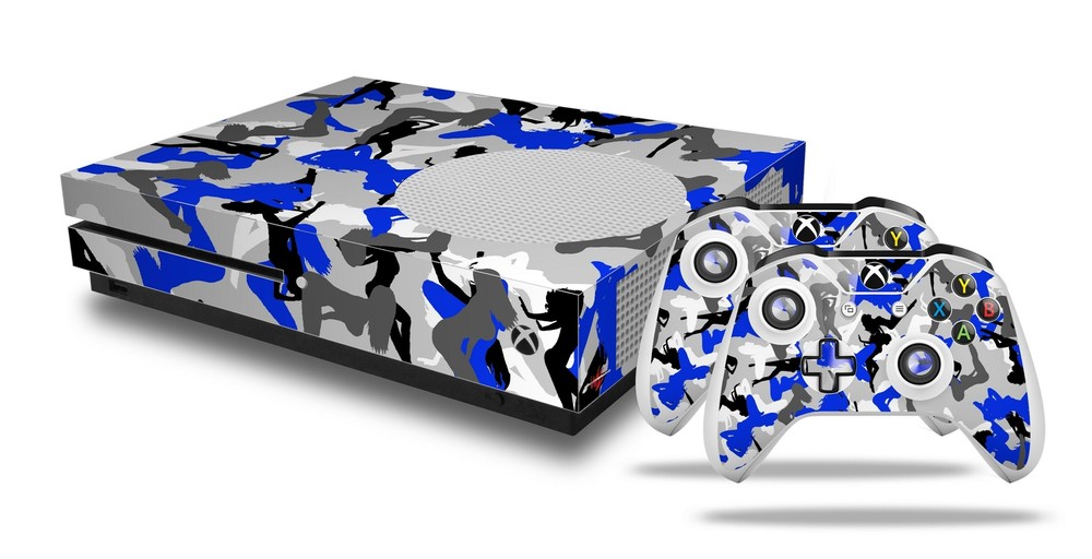 Skin XBOX One S Console Controller Sexy Girl Silhouette Camo Blue
