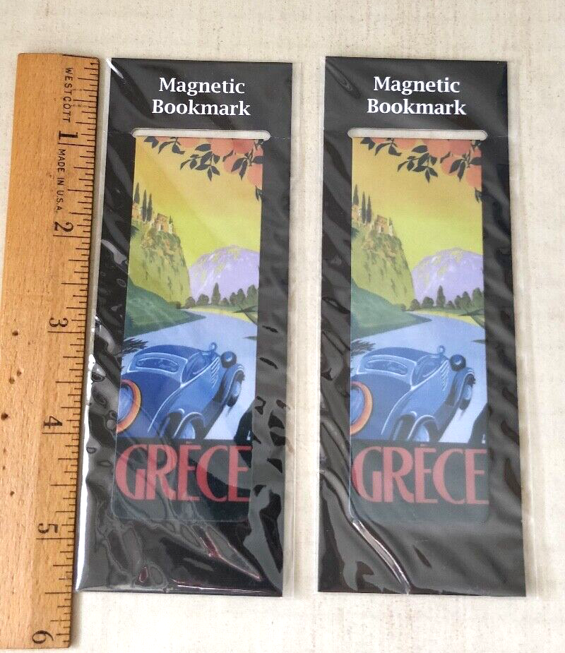 2 Pieces - Magnetic Book Markers - Greece Grece Vintage poster Design