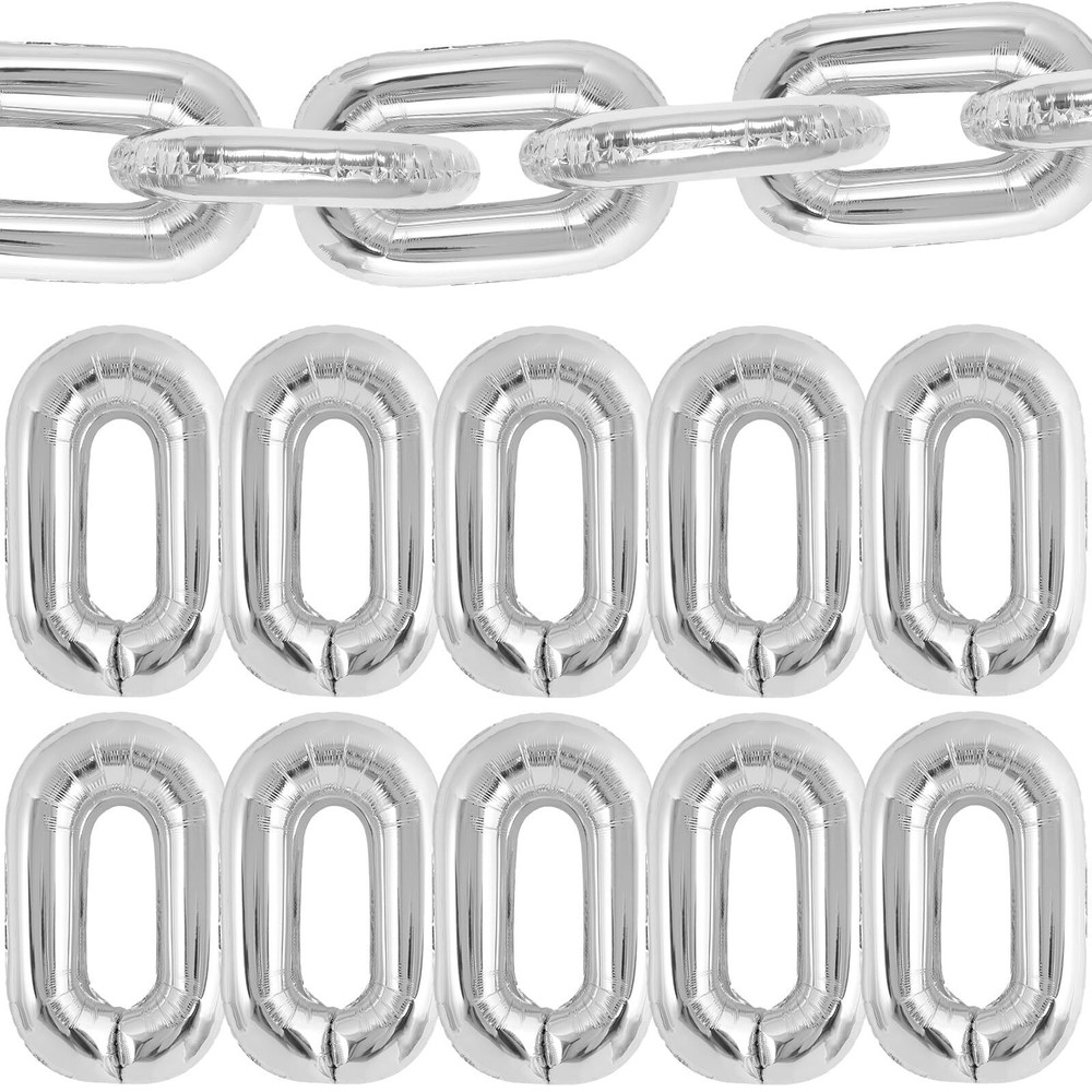 24 Pcs Chain BalloonsGiant Silver Chain Balloons Garland16 inch Foil Chain Ba...