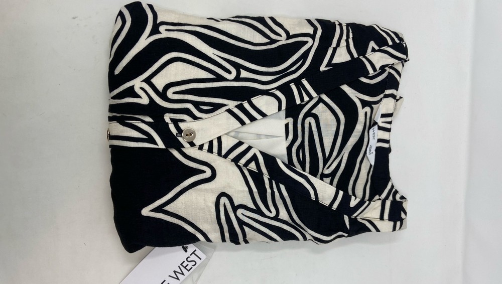 Nine West Tie-Front Sleeveless V-Neck Top Black/White Size S