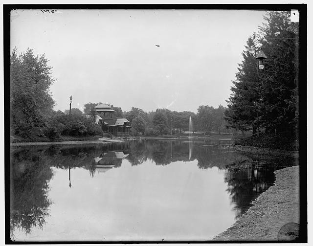 Photo:Albany NY Washington Park Lake 1900s Park Pond Pavilion Fountain