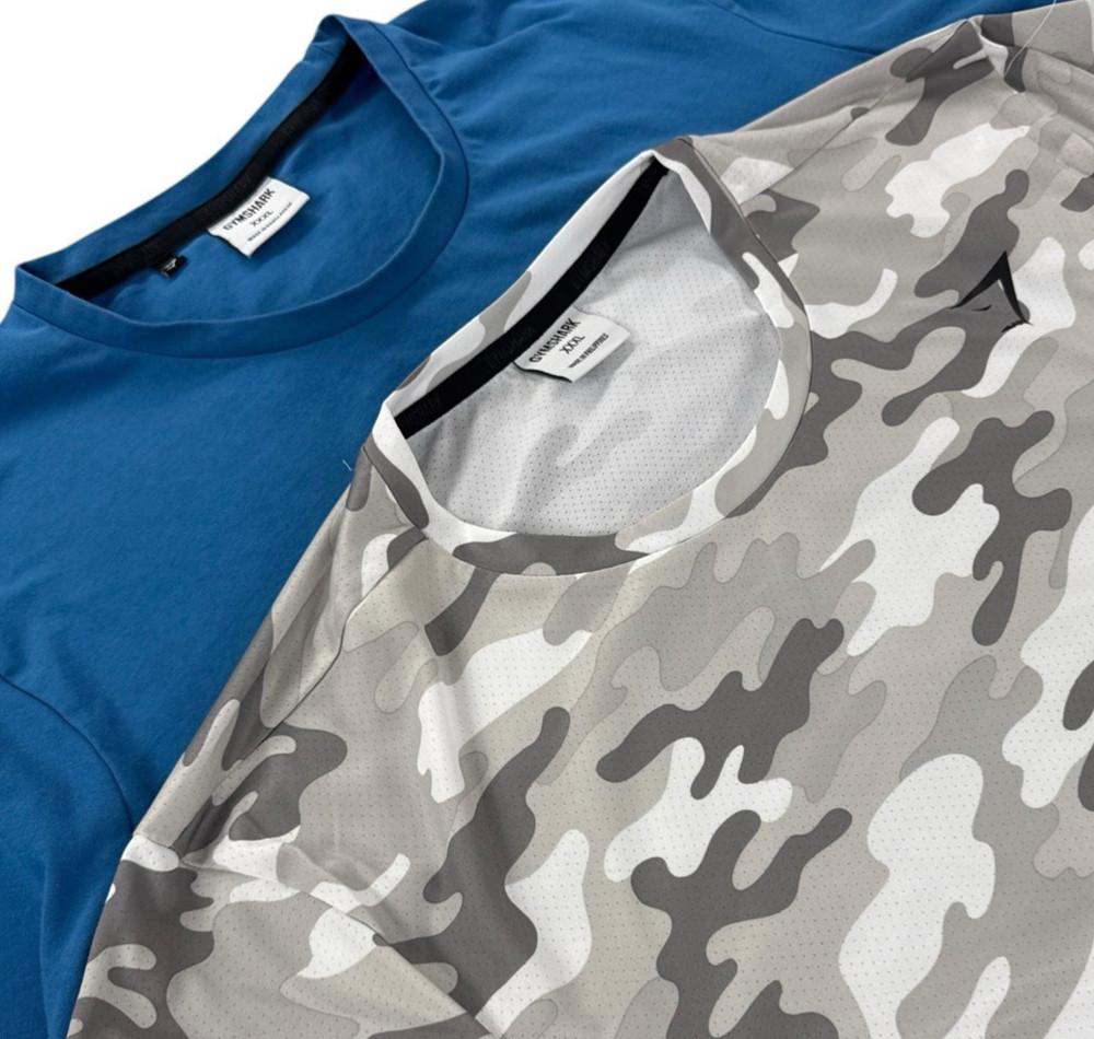 Gymshark Mens Short Sleeve T Shirt Size XXXL Gym Training Lot Of 2 Blue Gray