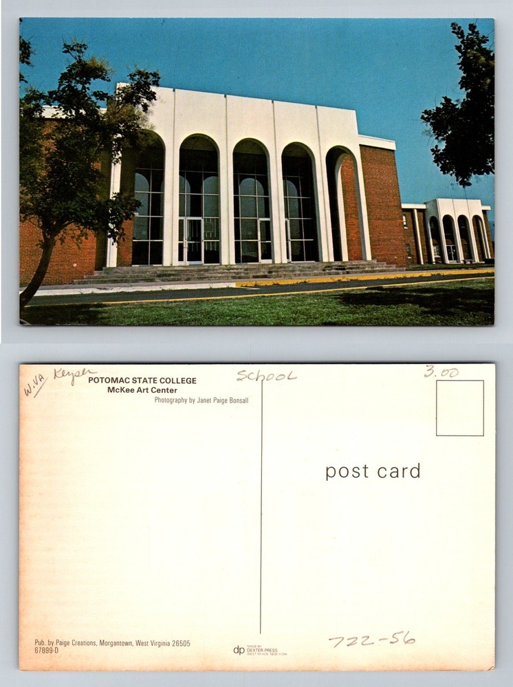 Keyser, WV-West Virginia Potomac State College McKee Art Center Vintage Postcard