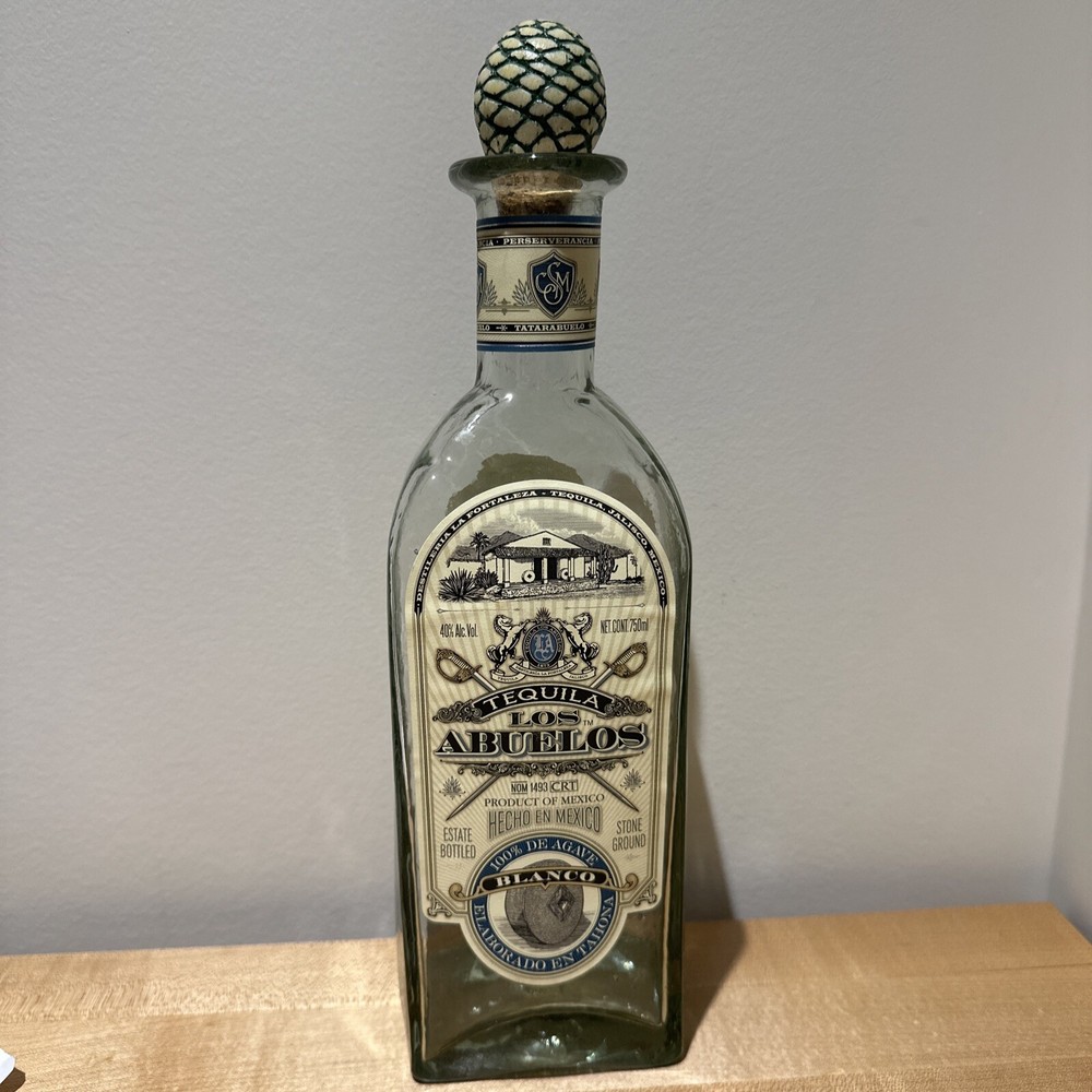 RARE Los Abuelos Fortaleza Lot 1 Blanco Empty Tequila Bottle - Lote NOM 1493-image
