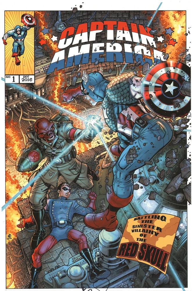 Nick Bradshaw SIGNED Marvel Comic Avengers Art Print ~ Captain America Red Skull