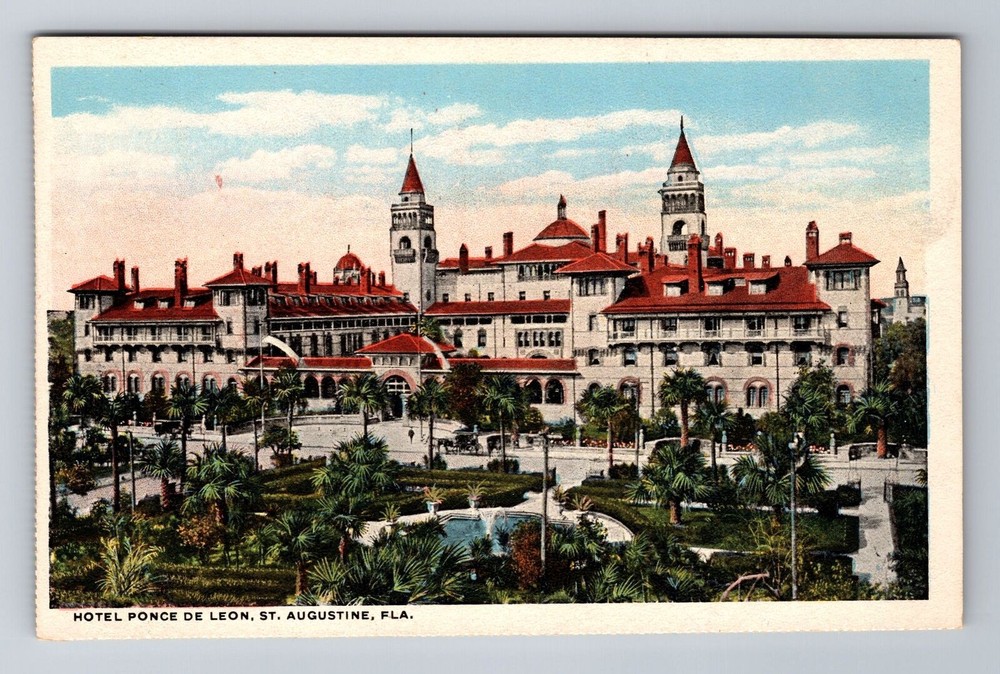 St Augustine FL-Florida, Hotel Ponce De Leon, Advertising, Vintage Postcard
