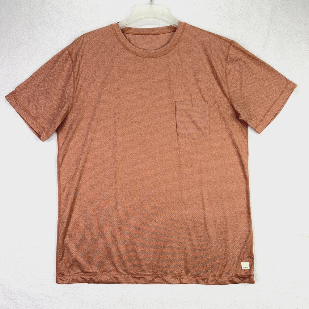 Vuori Men's Tradewind Performance T Shirt XL Heather Brown Stretch Athletic