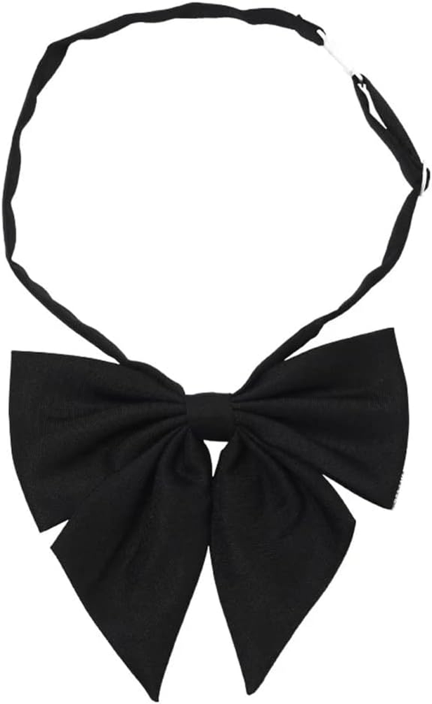 Adjustable Pre-Tied Bow Tie Solid Color Bowties for Women Ties,Black