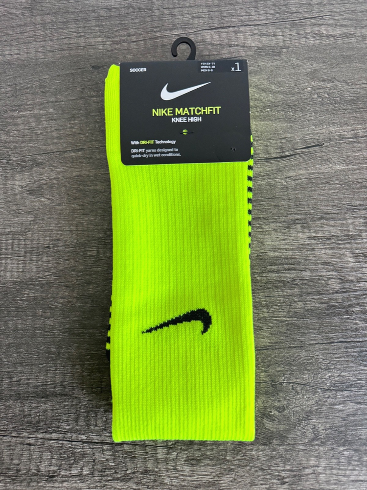 Nike Matchfit Knee High DRI-FIT Soccer Socks Neon Unisex Size MEDIUM (M) NWT