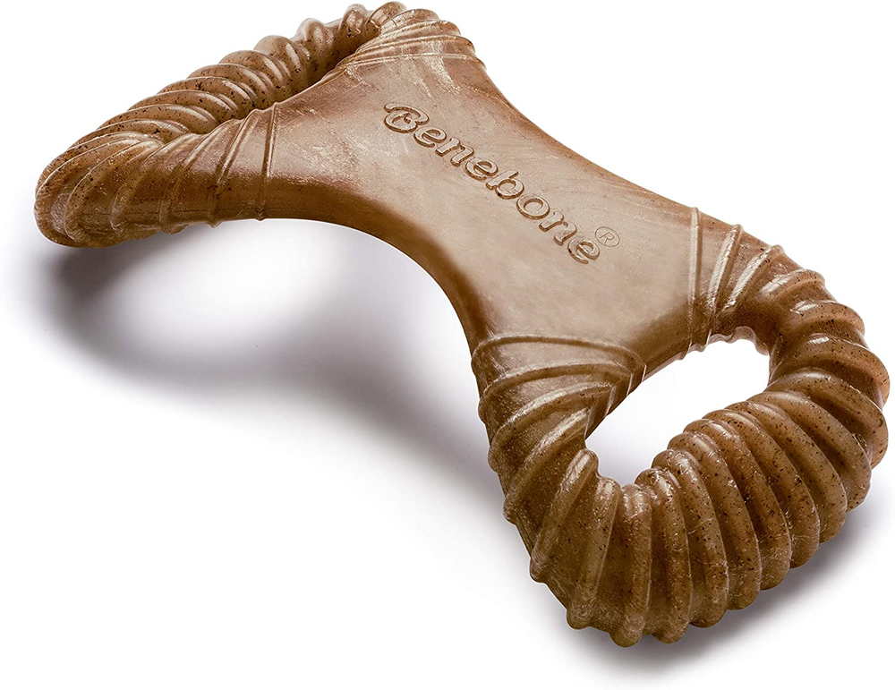 Dental Durable Dog Chew Toy for Aggressive Chewers, Real Bacon, Made in USA, Med
