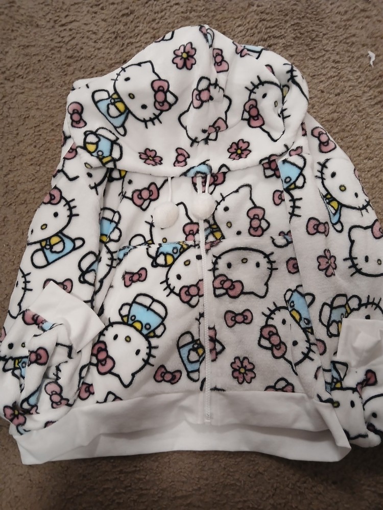 Fluffy Hello Kitty Sanrio Zip Up Jacekt Hoodie