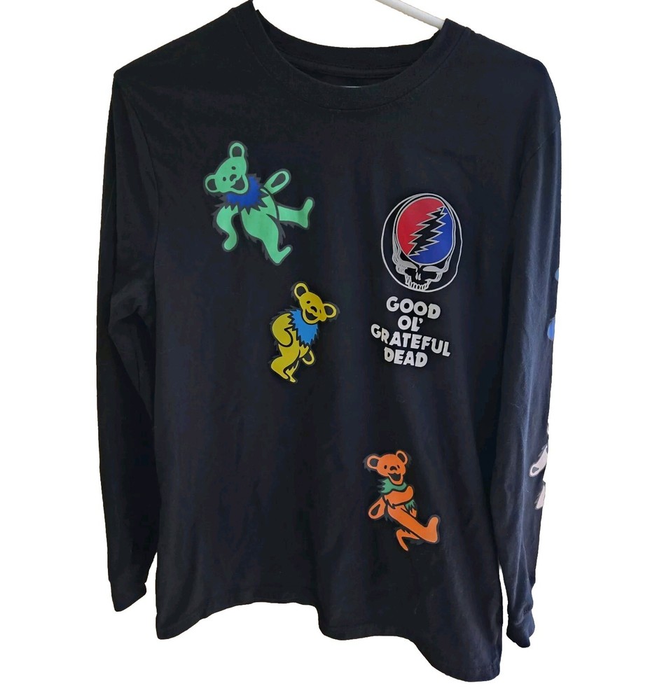 Grateful Dead Dancing Bears Black Long Sleeve Band Tee Medium