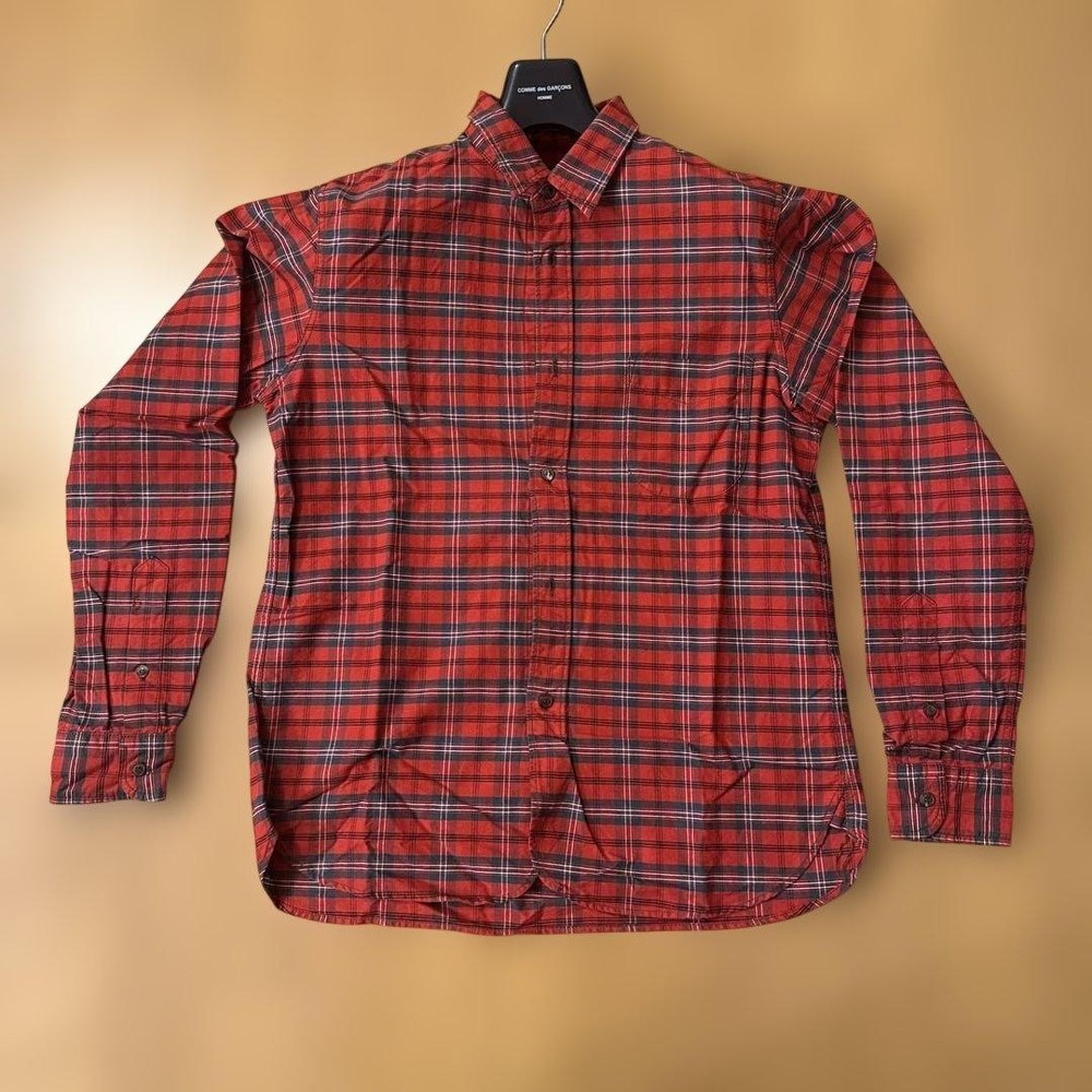 Comme des Garcons Homme Long Sleeve Shirt Red Check Men's Made in Japan Size M