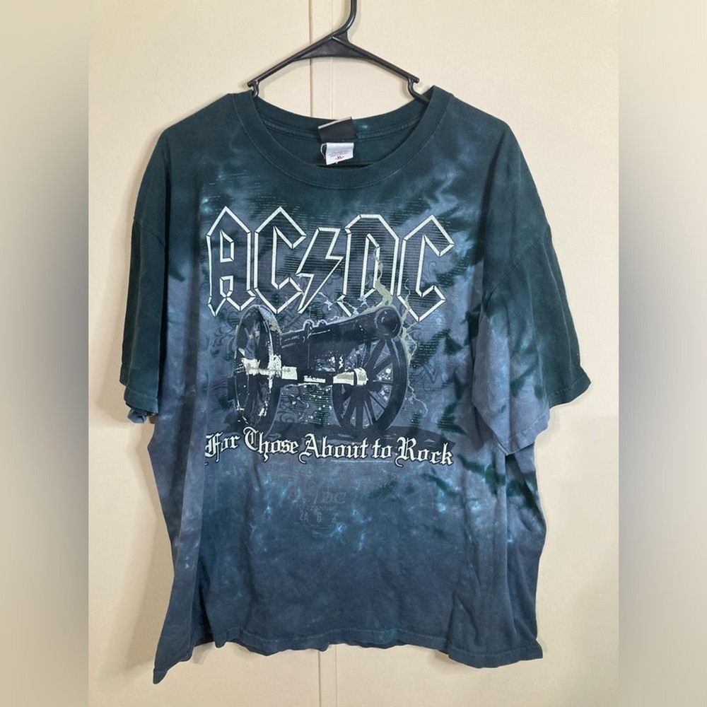 Vintage Liquid Blue 2008 AC/DC For Those About To Rock Tie Dye T-Shirt Size XL