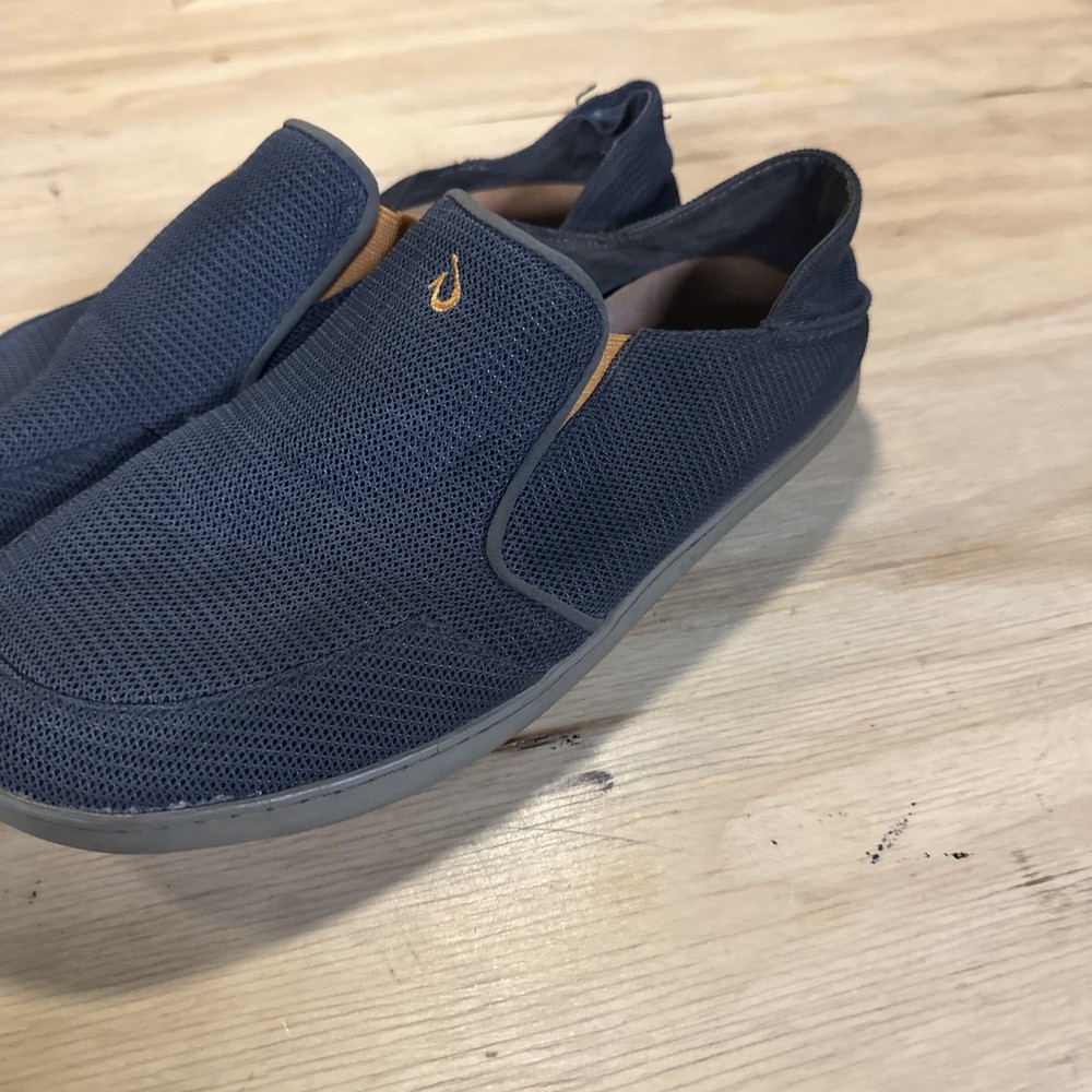 Olukai Nohea Mesh Men's Size 12 Gray Orange Slip On Loafers Comfort Casual Shoes